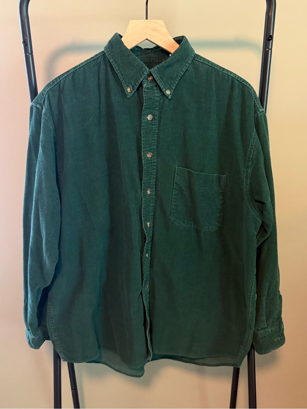 Pendleton Corduroy Green Button-Down Shirt | L